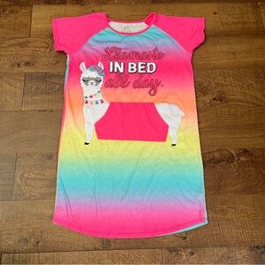 Justice girls llama nightgown pajamas Sz 14/16 llamaste in bed all day